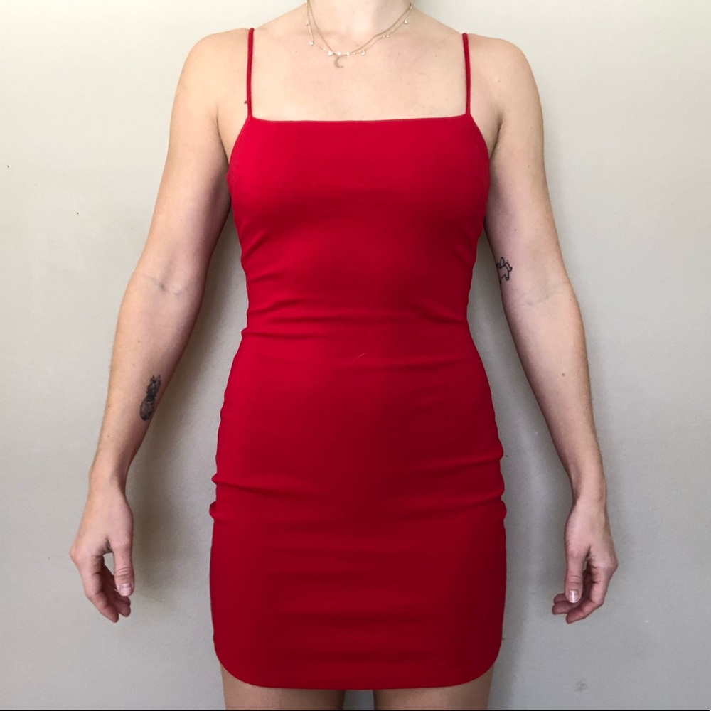 Red mini dress